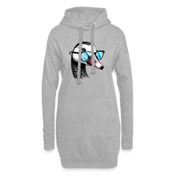 Gans mit Brille - Hoodie-Kleid - Grau meliert - Vorne