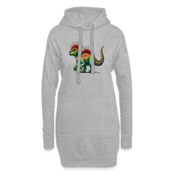Dinosaurier - Hoodie-Kleid - Grau meliert - Vorne