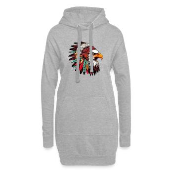 Aigle amérindien Peaux rouges américaines - Sweat-shirt à capuche long Femme - gris chiné - Devant