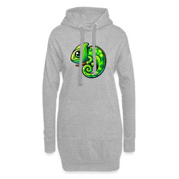 Caméléon - Sweat-shirt à capuche long Femme - gris chiné - Devant
