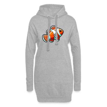 Poisson-clown - Sweat-shirt à capuche long Femme - gris chiné - Devant