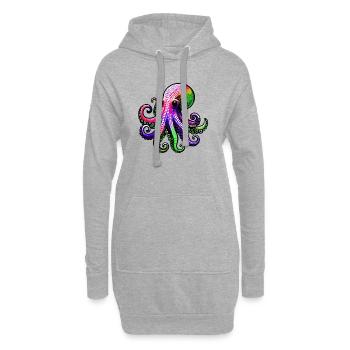 Krake - Hoodie-Kleid - Grau meliert - Vorne