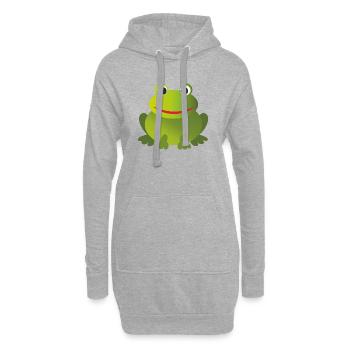Lustiger Grüner Frosch - personalisierbar - Hoodie-Kleid - Grau meliert - Vorne