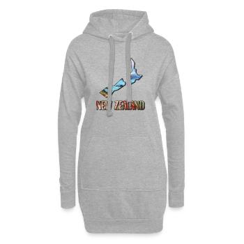 Aquarell Landkarte Neuseeland - Hoodie-Kleid - Grau meliert - Vorne