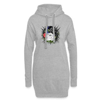 Düstere Rosen mit Mond und Dornen - Hoodie-Kleid - Grau meliert - Vorne