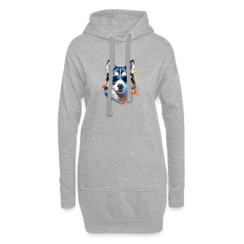 Husky with sunglasses - Hoodie Dress - heather grey - Front