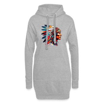Amerikanisch, Indianer, Amerikaner - Hoodie-Kleid - Grau meliert - Vorne