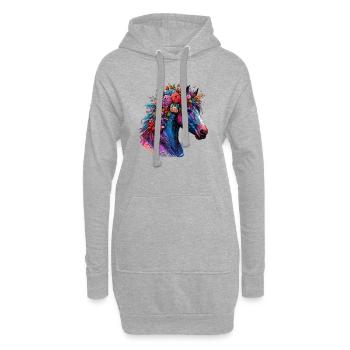 Cheval - Sweat-shirt à capuche long Femme - gris chiné - Devant