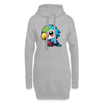 Perroquet - Sweat-shirt à capuche long Femme - gris chiné - Devant