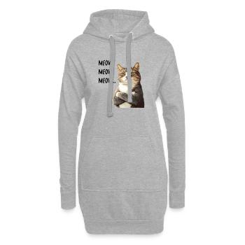 chat meow meow meow - Sweat-shirt à capuche long Femme - gris chiné - Devant