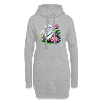 Schwan verziert mit Lotusblüten - Hoodie-Kleid - Grau meliert - Vorne