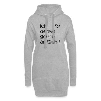 Ich denke gerne an Dich - Liebe - Hoodie-Kleid - Grau meliert - Vorne