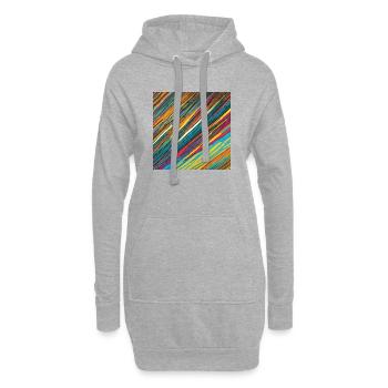 Bunte Striche - Hoodie-Kleid - Grau meliert - Vorne
