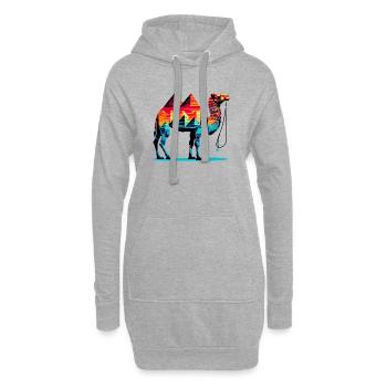 Chameau - Sweat-shirt à capuche long Femme - gris chiné - Devant