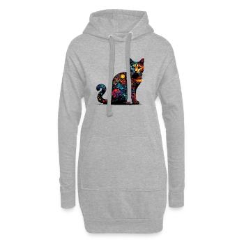 Chat - Sweat-shirt à capuche long Femme - gris chiné - Devant