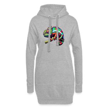 Caméléon - Sweat-shirt à capuche long Femme - gris chiné - Devant