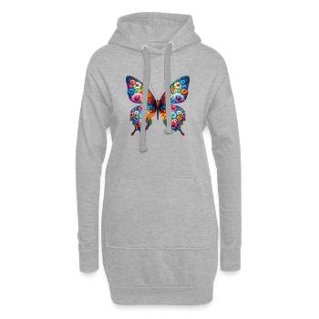 Schmetterling mit Blumen verziert - Hoodie-Kleid - Grau meliert - Vorne