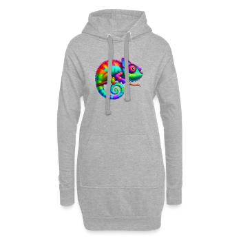 Caméléon - Sweat-shirt à capuche long Femme - gris chiné - Devant