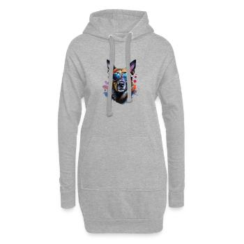 Malinois avec lunettes de soleil - Sweat-shirt à capuche long Femme - gris chiné - Devant