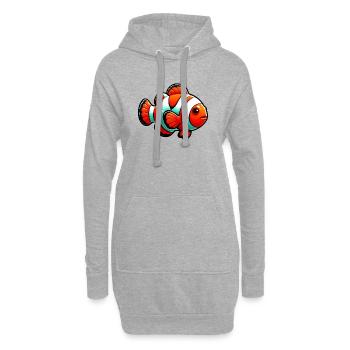 Poisson-clown - Sweat-shirt à capuche long Femme - gris chiné - Devant