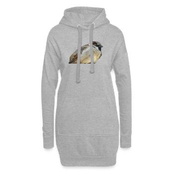 Pastell-Sperling im Wald - Hoodie-Kleid - Grau meliert - Vorne