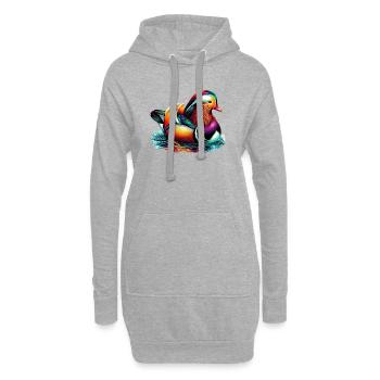 Canard mandarin - Sweat-shirt à capuche long Femme - gris chiné - Devant