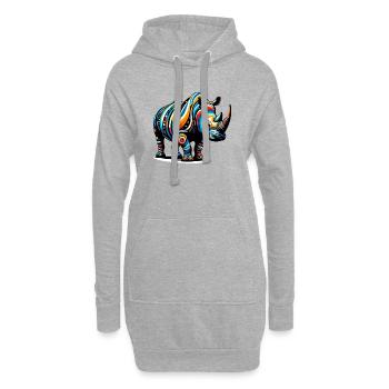 Rhinocéros - Sweat-shirt à capuche long Femme - gris chiné - Devant