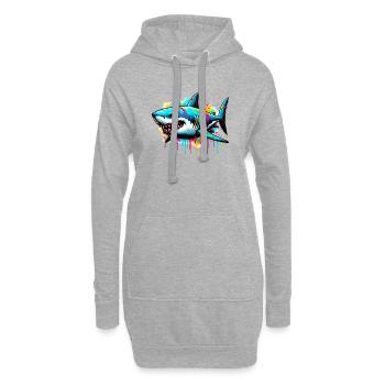 Requin - Sweat-shirt à capuche long Femme - gris chiné - Devant