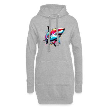 Requin - Sweat-shirt à capuche long Femme - gris chiné - Devant