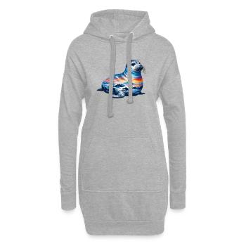 Phoque - Sweat-shirt à capuche long Femme - gris chiné - Devant