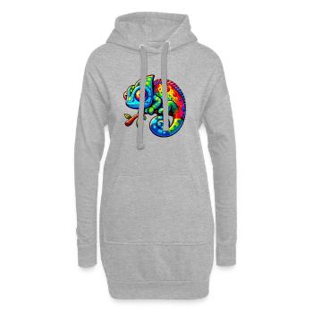 Caméléon - Sweat-shirt à capuche long Femme - gris chiné - Devant