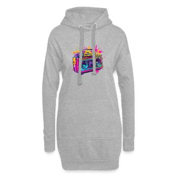 Boom Box Jukebox des années 90 Rétro vintage des années 80 - Sweat-shirt à capuche long Femme - gris chiné - Devant