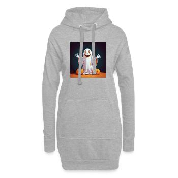 Fantôme d’Halloween avec des citrouilles - Sweat-shirt à capuche long Femme - gris chiné - Devant
