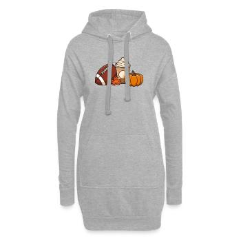 Délices d’automne : football, citrouille et épices à citrouille - Sweat-shirt à capuche long Femme - gris chiné - Devant