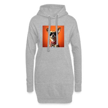 Chiwawa avec style déjanté - Sweat-shirt à capuche long Femme - gris chiné - Devant