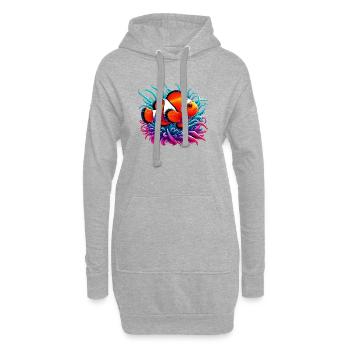 Poisson-clown - Sweat-shirt à capuche long Femme - gris chiné - Devant