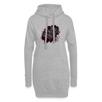 Bücher Design, Schlangen, Rosenblüten - Hoodie-Kleid - Grau meliert - Vorne