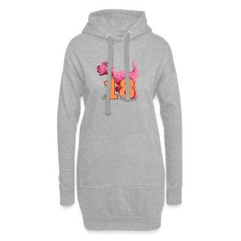 Nr.18 Dino - Hoodie-Kleid - Grau meliert - Vorne