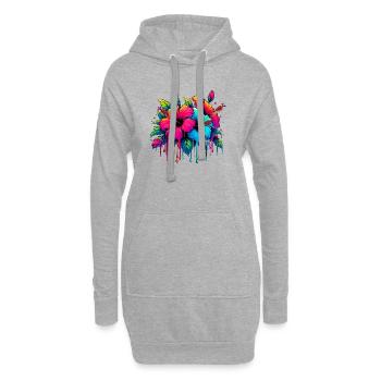 Fleurs d’hibiscus - Sweat-shirt à capuche long Femme - gris chiné - Devant