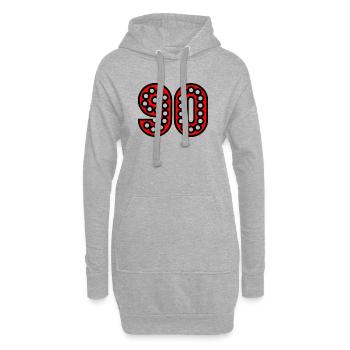 90. 90 ANS. 90e ANNIVERSAIRE. ANNIVERSAIRE 90 ANS. - Sweat-shirt à capuche long Femme - gris chiné - Devant