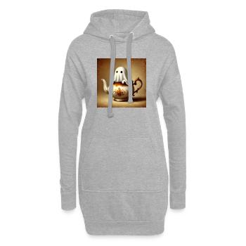 Geist in der Teekanne:Gruselspaß zu Halloween - Hoodie-Kleid - Grau meliert - Vorne