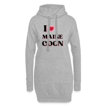 I love Maine Coon (style coeur rétro) - Sweat-shirt à capuche long Femme - gris chiné - Devant
