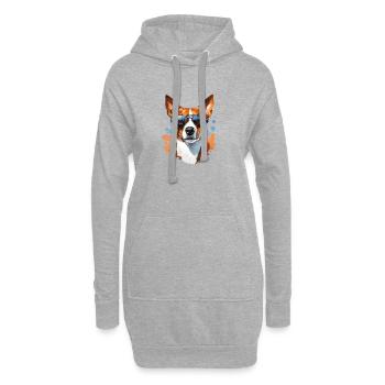 Basenji avec lunettes de soleil - Sweat-shirt à capuche long Femme - gris chiné - Devant