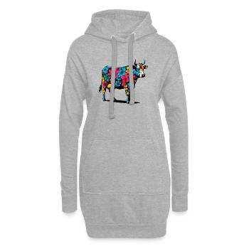 Vache - Sweat-shirt à capuche long Femme - gris chiné - Devant