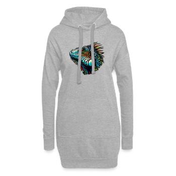 Iguane - Sweat-shirt à capuche long Femme - gris chiné - Devant