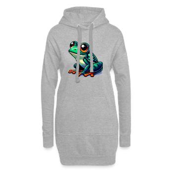 Grenouille - Sweat-shirt à capuche long Femme - gris chiné - Devant