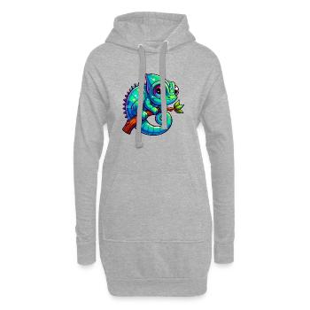Caméléon - Sweat-shirt à capuche long Femme - gris chiné - Devant