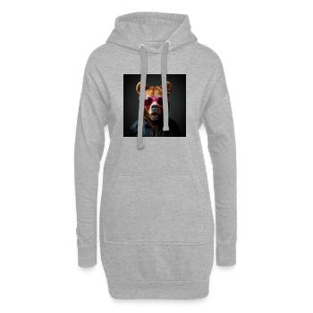 Ours brun rock n roll - Sweat-shirt à capuche long Femme - gris chiné - Devant
