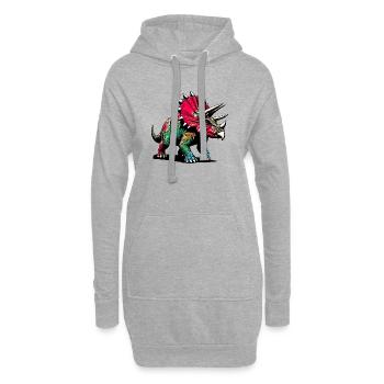 Dinosaure - Sweat-shirt à capuche long Femme - gris chiné - Devant