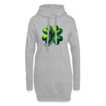 Trèfle à quatre feuilles - Sweat-shirt à capuche long Femme - gris chiné - Devant
